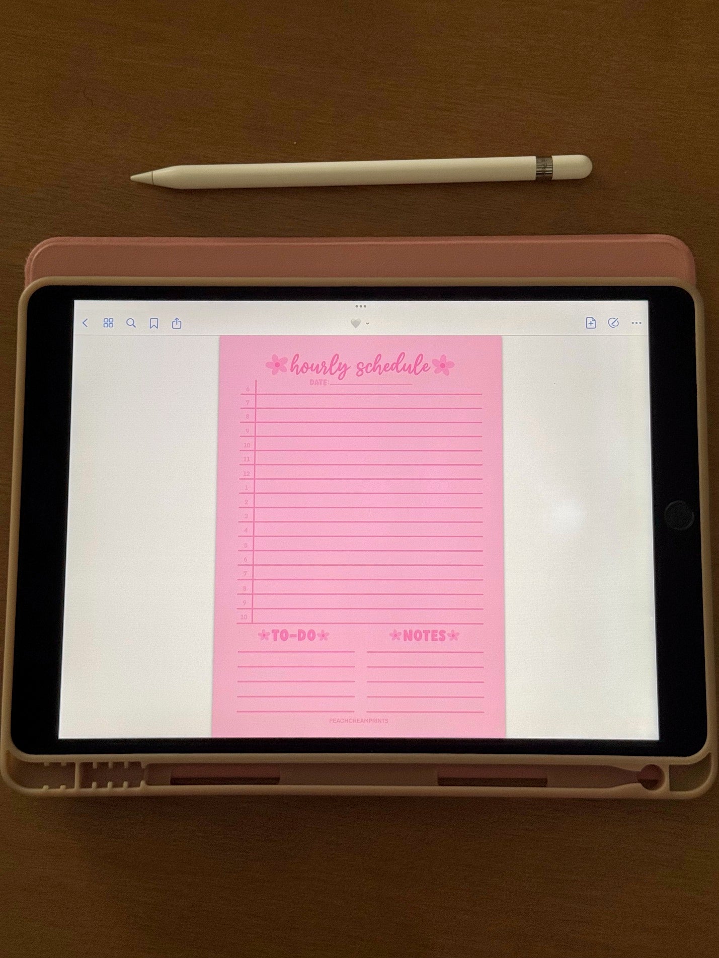 "PRETTY PINK" HOURLY SCHEDULE DIGITAL NOTEPAD