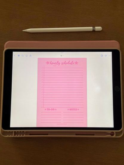 "PRETTY PINK" HOURLY SCHEDULE DIGITAL NOTEPAD