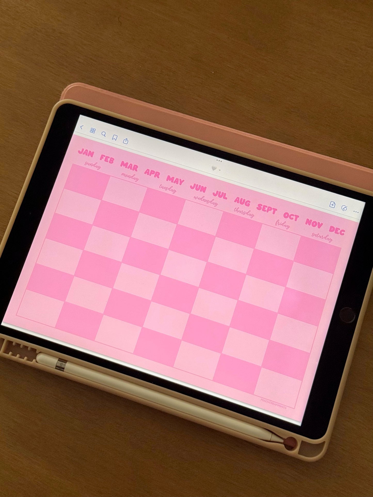 "PRETTY PINK" MONTHLY CALENDAR DIGITAL NOTEPAD