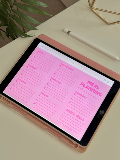 "PRETTY PINK" MEAL PLANNER DIGITAL NOTEPAD