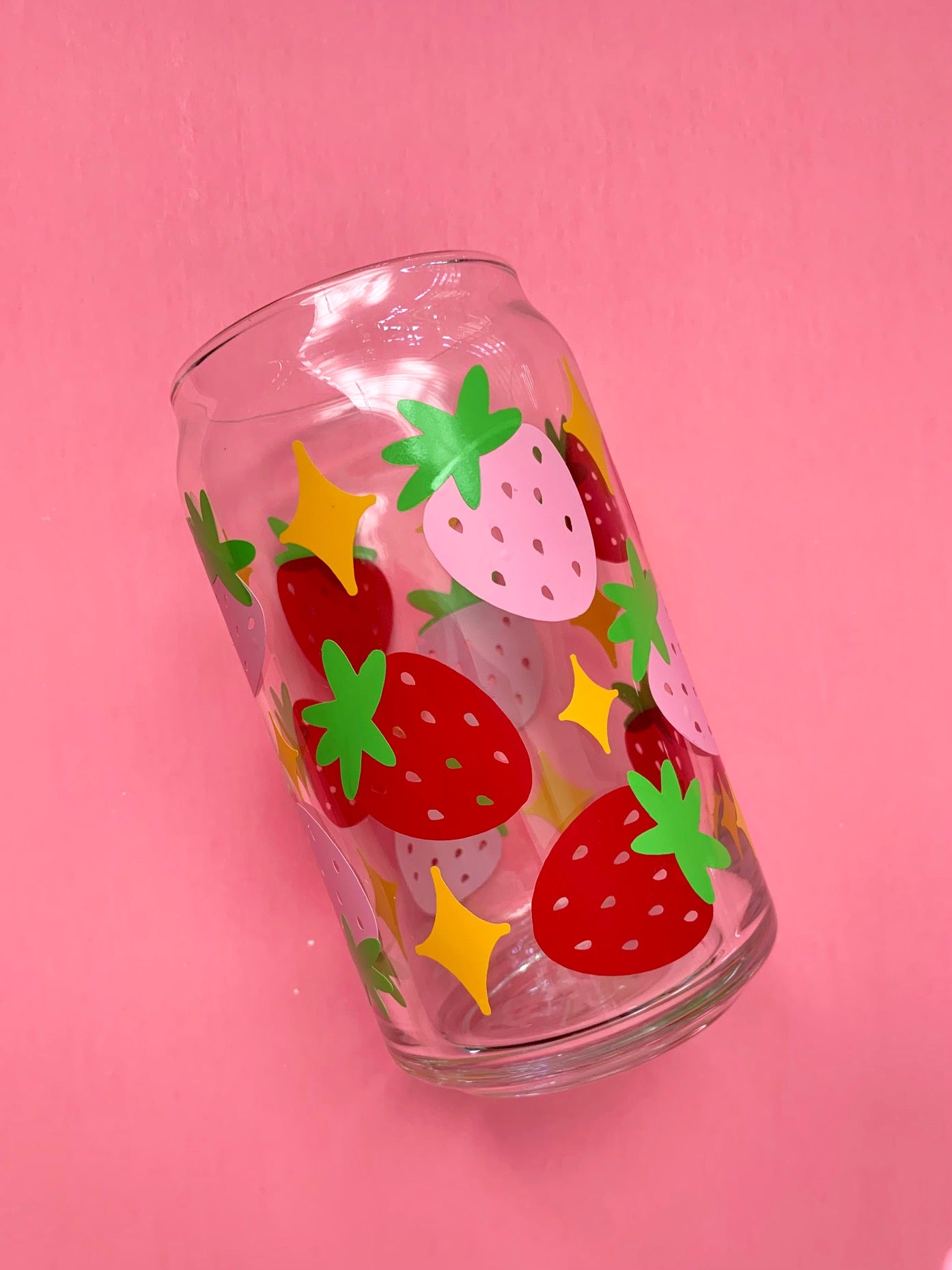 Strawberry Summer Glass Iced Coffee Cup - Strawberry – Salt and Sparkle