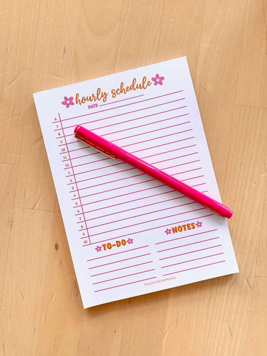PINK & ORANGE HOURLY PLANNER NOTEPAD