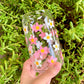 PINK & WHITE DAISIES GLASS CUP