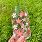 PINK & WHITE DAISIES GLASS CUP
